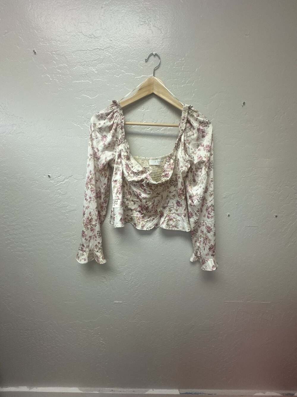 ASTR the Label Satine Smocked Back Floral Peasant Blouse